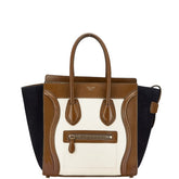 セリーヌ ラゲージ マイクロショッパー ハンドバッグ ベージュ ブラウン ブラック レザー スウェード レディース CELINE 【中古】